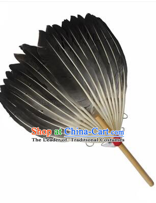 Kong Ming Fan Goose Feather Fan Stage Show Dance properties Grey