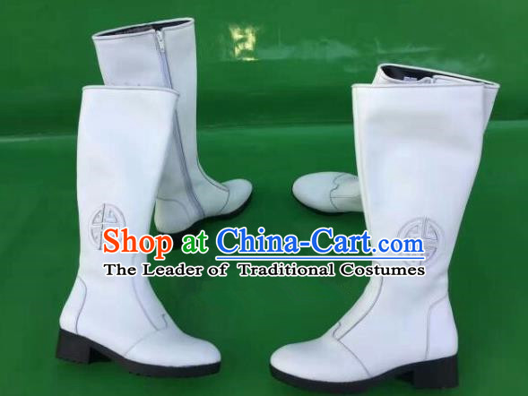 Traditional Chinese Minority Mongol Nationality Ethnic Minorities Mongolian Dance Cowhide Boots Mongolian Knee Boots Jockey Boots Tanks Boots for Women