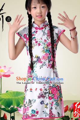 Qi Pao For Girls Cheongsam For Children Play Stage Costume Chinese Traditional style Princess Dress