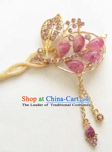 Hairpins Ancient Korean Style Women Hair Clasp Bride Head Wear Up Do Purple