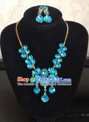 Ancient Style Accessories Necklace Chain Ear Wearing Set Wedding Decorating Jing Hong WU Empresses in the Palace Blue