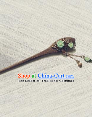 Classic Wooden Hairpins Metal Decorating Bu Yao Han Fu Access Colorful Flowers