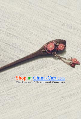 Classic Wooden Hairpins Metal Decorating Bu Yao Han Fu Access Colorful Flowers