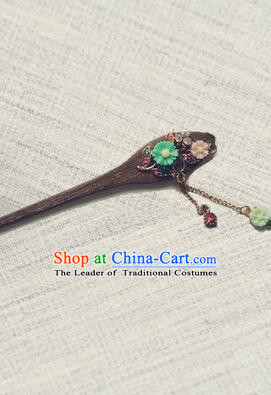 Classic Wooden Hairpins Metal Decorating Bu Yao Han Fu Access Colorful Flowers