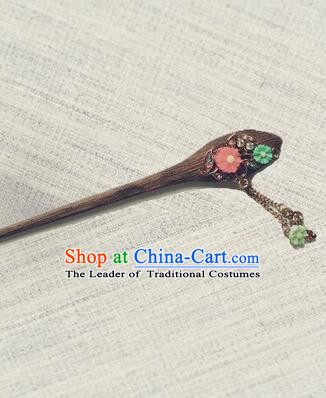 Classic Wooden Hairpins Metal Decorating Bu Yao Han Fu Access Colorful Flowers