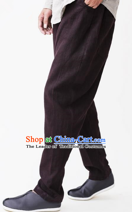 Traditional Chinese Linen Tang Suit Trousers, Chinese Ancient Costumes Linen Pants