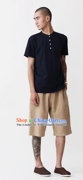 Traditional Chinese Linen Tang Suit Men Shorts, Chinese Ancient Costumes Linen Short Pants for Men