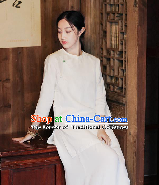 Traditional Chinese Female Costumes, Chinese Acient Clothes, Chinese Cheongsam, Tang Suits Slant Opening Plate Buttons Blouse for Women