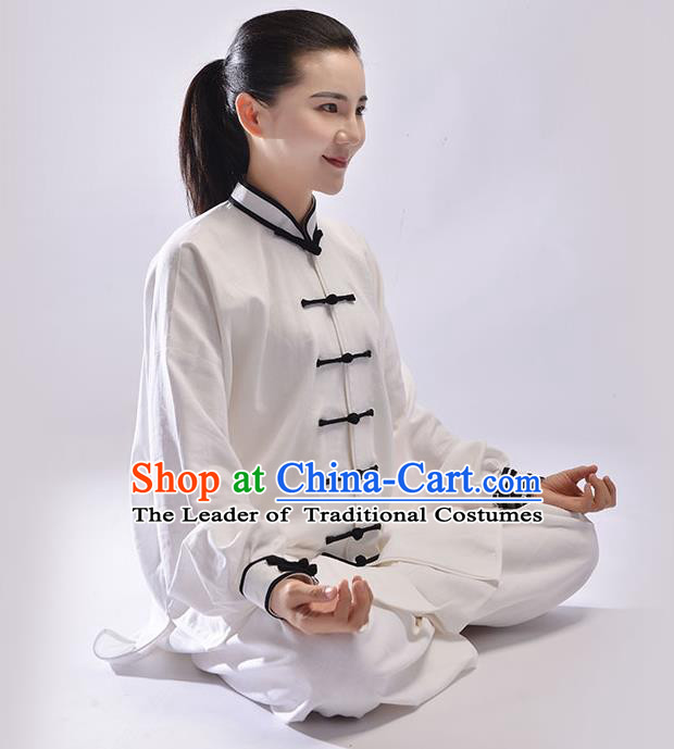 Top Natural Linen Kung Fu Costume Martial Arts Kung Fu Training Uniform Gongfu Shaolin Wushu Clothing Tai Chi Taiji Teacher Suits Uniforms for Women