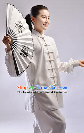 Top Natural Linen Kung Fu Costume Martial Arts Kung Fu Training Uniform Gongfu Shaolin Wushu Clothing Tai Chi Taiji Teacher Suits Uniforms for Women