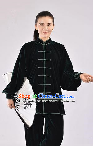 Top Thicken Pleuche Kung Fu Costume Martial Arts Kung Fu Training Uniform Gongfu Shaolin Wushu Clothing Tai Chi Taiji Teacher Suits Uniforms for Women