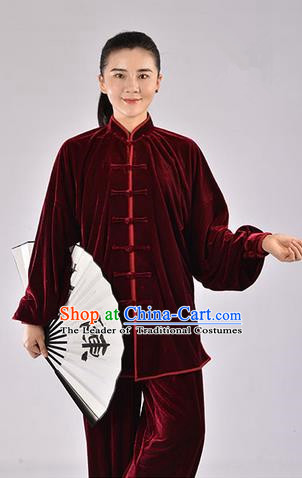 Top Thicken Pleuche Kung Fu Costume Martial Arts Kung Fu Training Uniform Gongfu Shaolin Wushu Clothing Tai Chi Taiji Teacher Suits Uniforms for Women