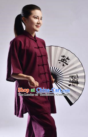 Top Linen Kung Fu Costume Martial Arts Kung Fu Training Uniform Gongfu Shaolin Wushu Clothing Tai Chi Taiji Teacher Suits Uniforms for Women