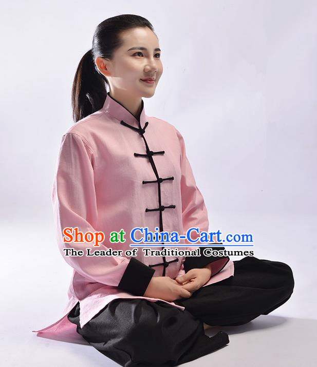 Top Linen Kung Fu Costume Martial Arts Kung Fu Training Uniform Tang Suit Gongfu Shaolin Wushu Clothing Tai Chi Taiji Teacher Suits Uniforms for Women