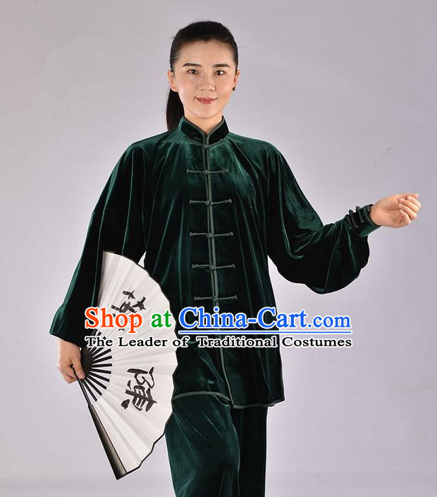 Top Upset South Korea Velvet Pleuche Kung Fu Costume Martial Arts Kung Fu Training Uniform Tang Suit Gongfu Shaolin Wushu Clothing Tai Chi Taiji Teacher Suits Uniforms for Women