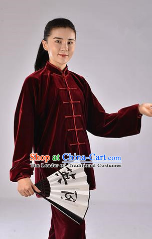 Top Upset South Korea Velvet Pleuche Kung Fu Costume Martial Arts Kung Fu Training Uniform Tang Suit Gongfu Shaolin Wushu Clothing Tai Chi Taiji Teacher Suits Uniforms for Women