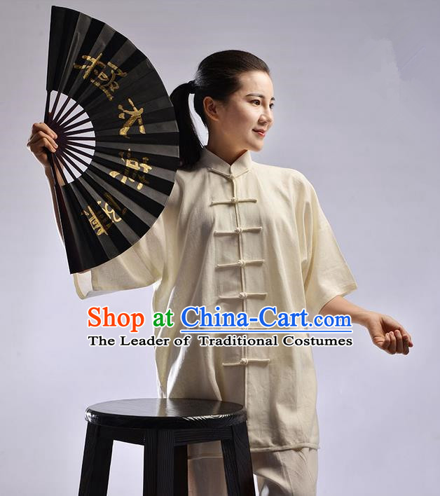 Top Linen Kung Fu Costume Martial Arts Kung Fu Training Uniform Gongfu Shaolin Wushu Clothing Tai Chi Taiji Teacher Suits Uniforms for Women