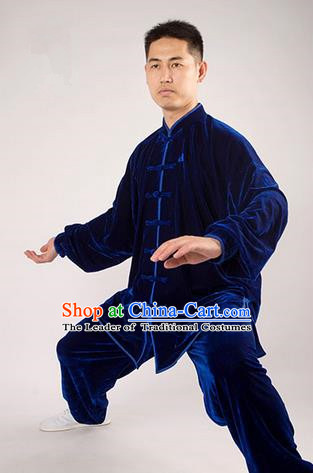 Top Thicken Pleuche Kung Fu Costume Martial Arts Kung Fu Training Uniform Gongfu Shaolin Wushu Clothing Tai Chi Taiji Teacher Suits Uniforms for Men