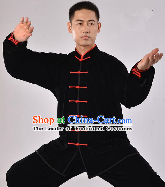 Top Thicken Pleuche Kung Fu Costume Martial Arts Kung Fu Training Uniform Gongfu Shaolin Wushu Clothing Tai Chi Taiji Teacher Suits Uniforms for Men