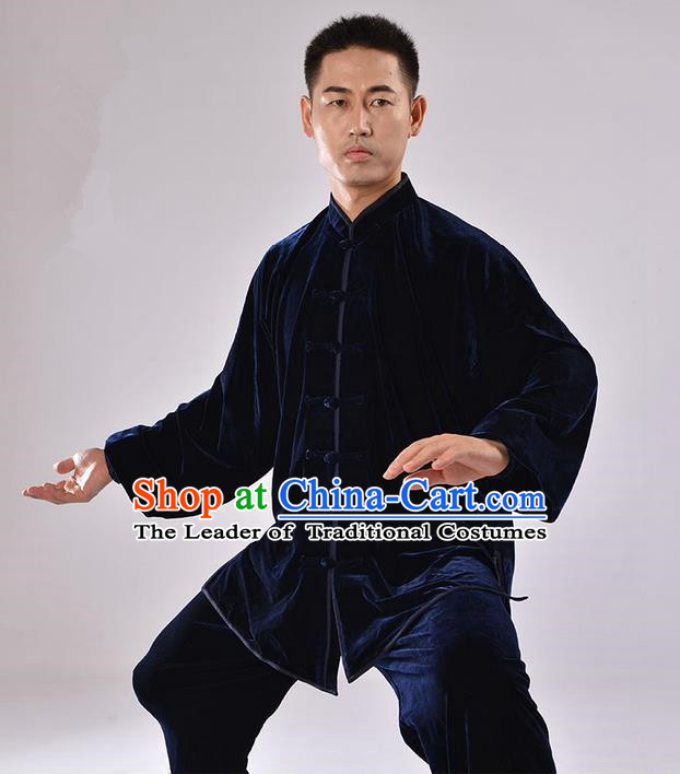 Top Thicken Pleuche Kung Fu Costume Martial Arts Kung Fu Training Uniform Gongfu Shaolin Wushu Clothing Tai Chi Taiji Teacher Suits Uniforms for Men