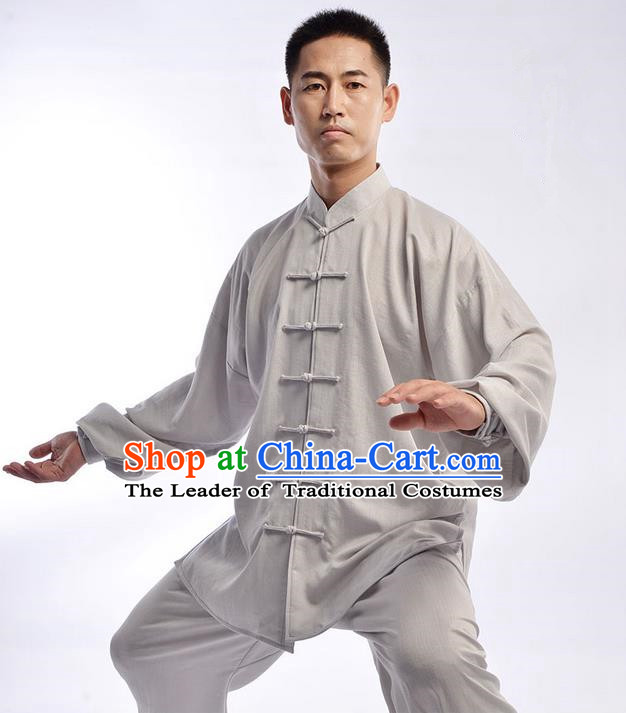 Traditional Chinese Top Signature Cotton Kung Fu Costume Martial Arts Kung Fu Training Uniform Gongfu Shaolin Wushu Clothing Tai Chi Taiji Teacher Suits Uniforms for Men