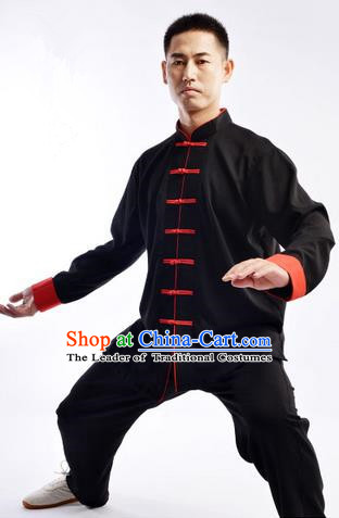 Traditional Chinese Top Cross Elastic Linen Kung Fu Costume Martial Arts Kung Fu Training Uniform Gongfu Shaolin Wushu Clothing Tai Chi Taiji Teacher Suits Uniforms for Men