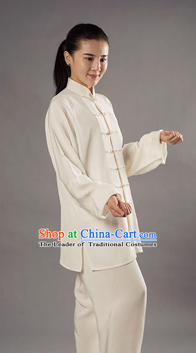 Traditional Chinese Top Silk Kung Fu Costume Martial Arts Kung Fu Training Uniform Tang Suit Gongfu Shaolin Wushu Clothing Tai Chi Taiji Teacher Mulberry Silk Suits Uniforms for Women