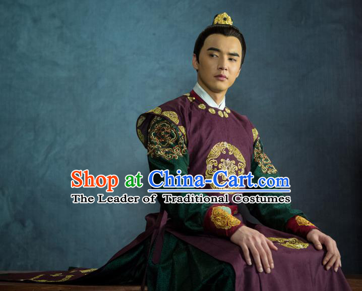 Traditional Chinese Costume Chinese Ancient Royal Nobility Men Dress, Ming Dynasty Prince Dragon Robe Costume for Men