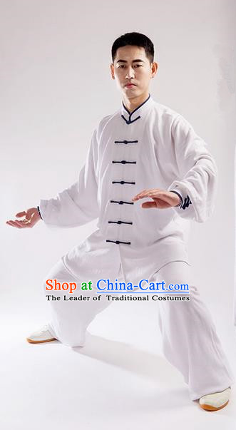 Traditional Chinese Linen Kung Fu Costume Martial Arts Kung Fu Training Uniform Tang Suit Gongfu Shaolin Wushu Clothing Tai Chi Taiji Teacher Suits Uniforms for Men