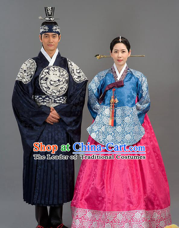 Traditional Korean Costumes Imperial Consort Wedding Dress, Asian Korea Hanbok Court Bride Embroidered Clothing for Women