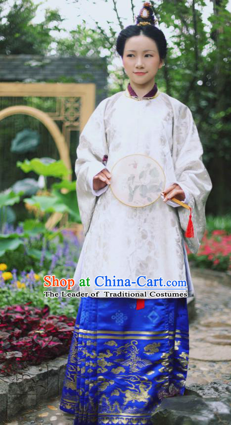 Traditional Chinese Ming Dynasty Imperial Concubine Embroidered Costume, Asian China Ancient Hanfu Palace Lady Dress Clothing