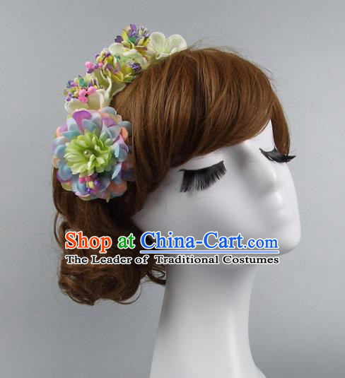 Top Grade Handmade Wedding Hair Accessories Model Show Flowers Headdress, Baroque Style Deluxe Headwear for Women