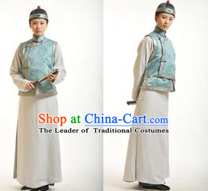 Traditional Ancient Chinese Manchu Young Men Costume, Asian Chinese Qing Dynasty Prince Embroidered Dress Clothing for Men