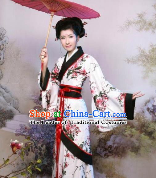 Traditional Ancient Chinese Palace Lady Hanfu Costume, Asian Chinese Han Dynasty Princess Dress Clothing for Women