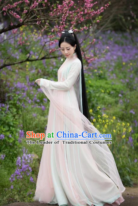 Traditional Chinese Ancient Fairy Palace Lady Embroidered Costume, China Ten great III of peach blossom Princess Peri Dress Clothing