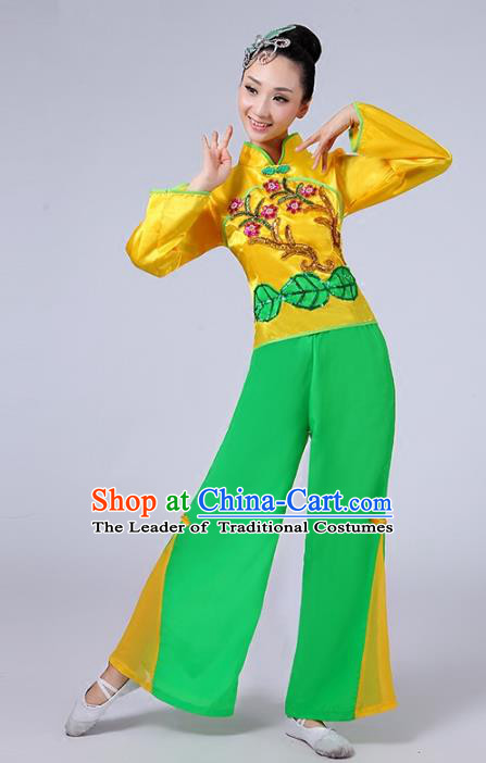 Traditional Chinese Classical Yanko Dance Costume, Folk Yangge Fan Dance Uniform Waist Drum Dance Clothing for Women