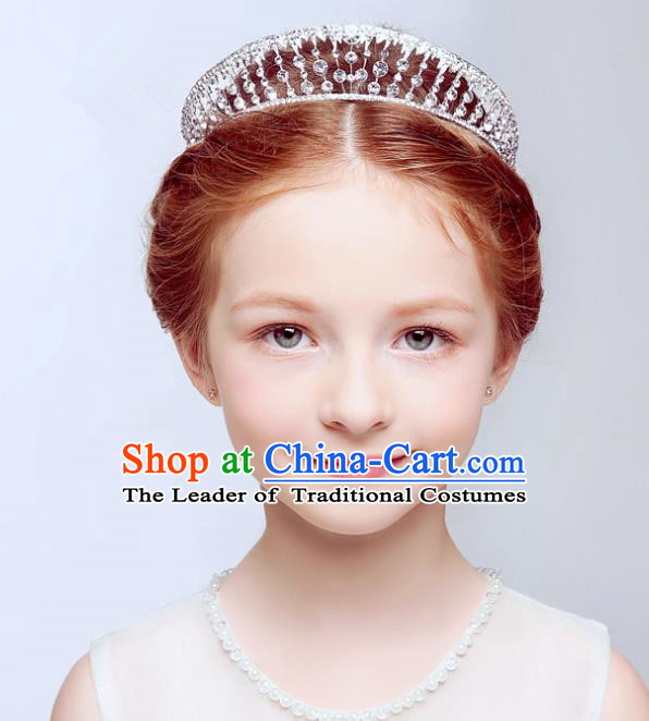 Handmade Children Hair Accessories Hair Clasp, Princess Halloween Model Show Royal Crown Headwear for Kids