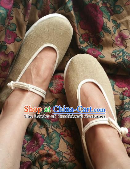 Traditional Chinese National Linen Shoes Martial Arts Shoes, China Handmade Shoes Hanfu Kung fu Shoes for Women