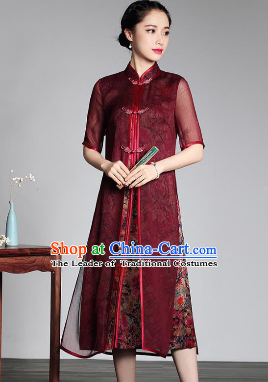 Traditional Chinese National Costume Elegant Hanfu Plated Buttons Qipao Dress, China Tang Suit Cheongsam for Women