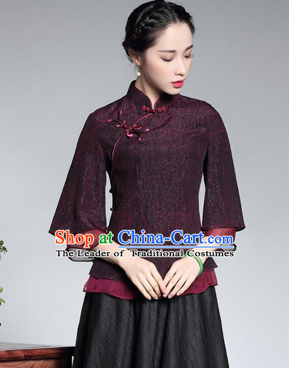 Traditional Ancient Chinese Young Lady Cheongsam Upper Outer Garment, Republic of China Stand Collar Qipao Shirts Tang Suit Blouse for Women