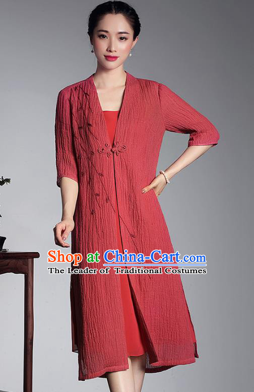 Top Grade Asian Republic of China Plated Buttons Silk Cheongsam Embroidered Cardigan, Traditional Chinese Tang Suit Qipao Dress for Women