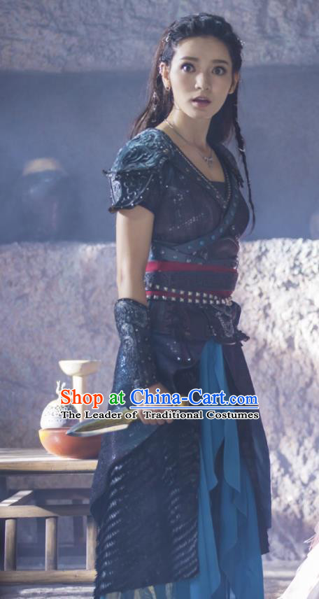 Asian China Han Dynasty Swordswoman Evilkind Princess Costume, Traditional Chinese Ancient Assassin Clothing for Women