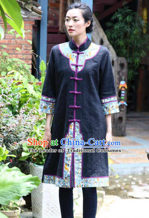 Asian China Top Grade Front Opening Cheongsam Coats, Traditional Chinese Tang Suit Hanfu Plated Button Qipao Shirts for Women