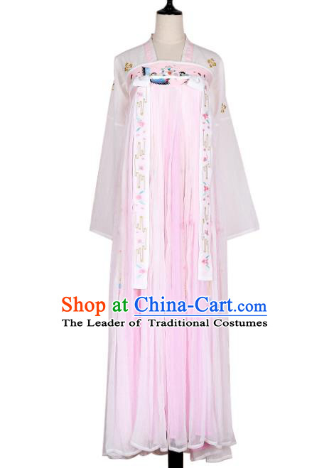 Asian China Tang Dynasty Palace Lady Embroidered Clothing Complete Set, Traditional Ancient Chinese Princess Elegant Hanfu for Women