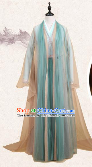 Traditional Ancient Chinese Imperial Consort Fairy Costume, Elegant Hanfu Clothing Chinese Tang Dynasty Empress Green Clothing for Women