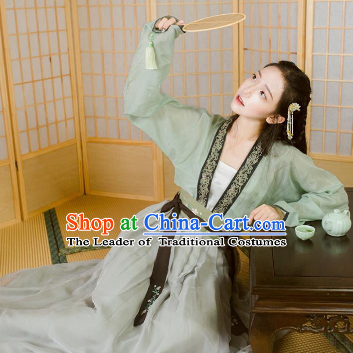 Traditional Chinese Tang Dynasty Palace Lady Hanfu Costume Blouse and Skirt, Asian China Ancient Princess Clothing for Women