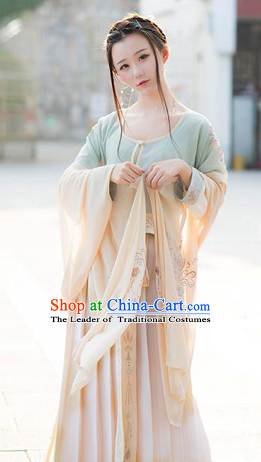 Traditional Chinese Tang Dynasty Palace Lady Hanfu Costume Blouse and Skirt, Asian China Ancient Princess Clothing for Women