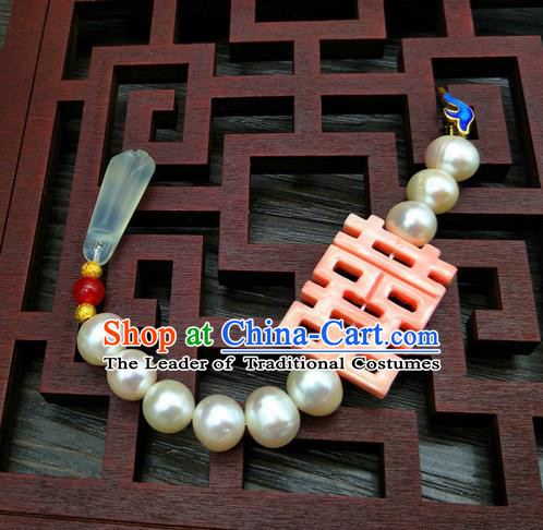 Traditional Handmade Chinese Ancient Classical Hanfu Accessories Pearls Tassel Breastpin Pendant Brooch for Women