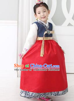 Traditional Korean Costumes Children Full Dress, Palace Lady Formal Attire Ceremonial Clothes, Korea Court Embroidered Clothing for Kids