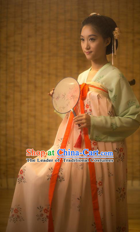 Traditional Chinese Tang Dynasty Princess Silk Slip Skirt Costume, Asian China Ancient Palace Lady Hanfu Dress Clothing for Women
